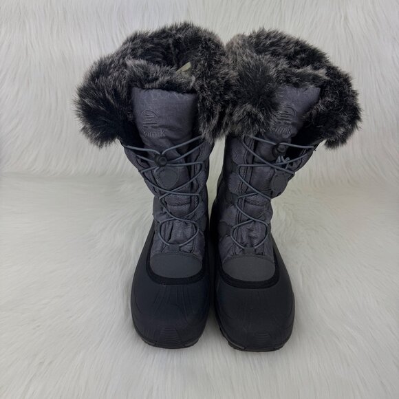 Women's Kamik Momentum Pull on Fur Trim Snow Boot Shoes Size 8 Charcoal Grey - Picture 5 of 16